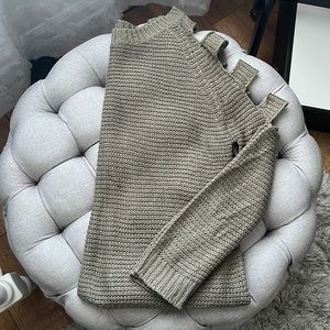 RD Style Green Cut Out Sleeve Sweater